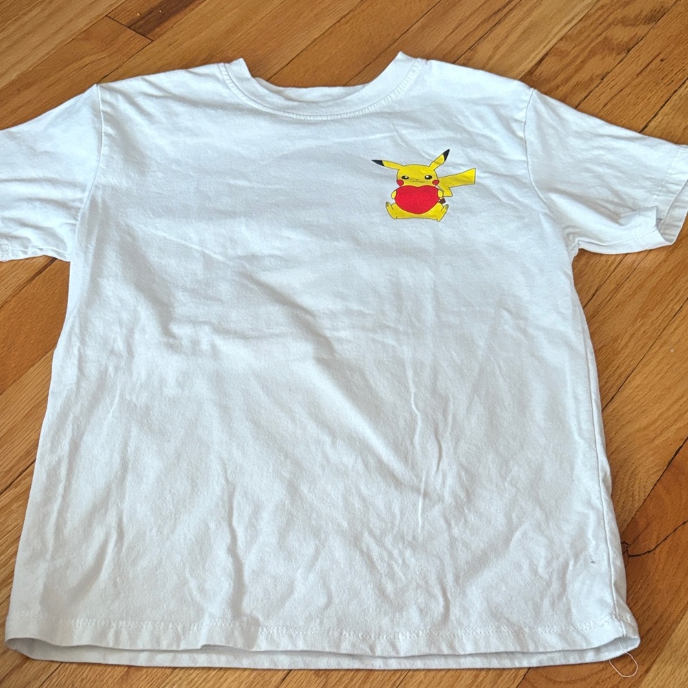 White Kids T-Shirt with Pikachu Design